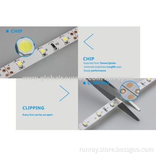 LED Flexible Strip Light, 12V DC, IP65, 12W/M, Epistar 5050 SMD Chip, 2-year Warranty, China Factory